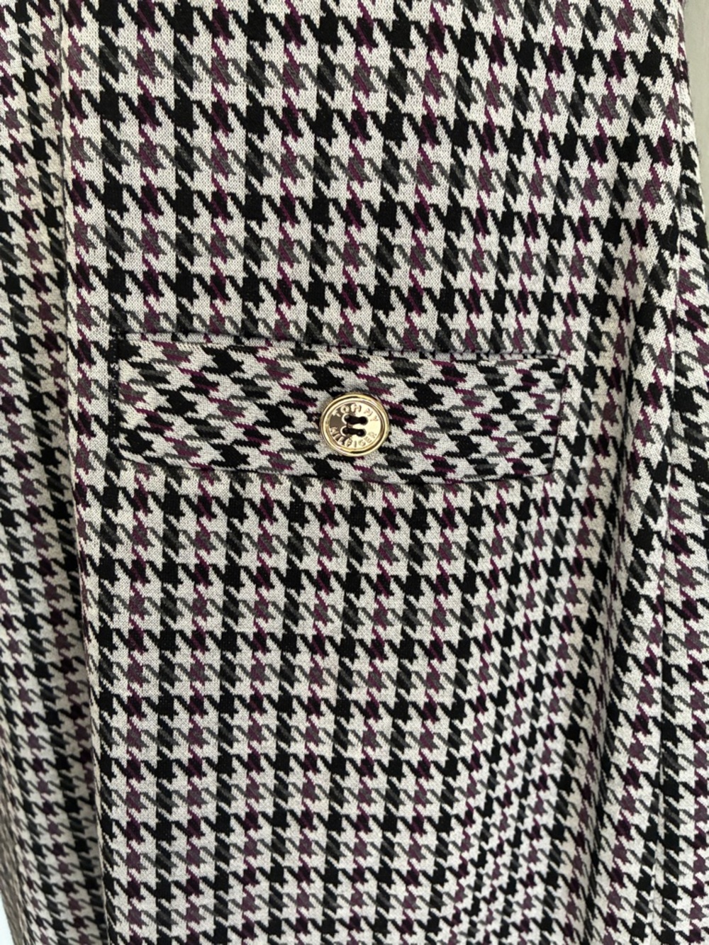 NWOT Preppy Tommy Hilfiger Black, White & Purple Houndstooth Shift Dress Size 10 - Picture 5 of 8